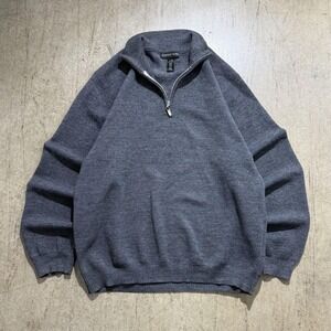 Structure Sweater Mens Large Gray 1/4 Zip Mock Neck Wool Knit Pullover Casual